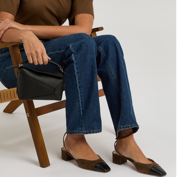 Aquazzura French Flirt Pump 35mm Espresso Suede Black Leather Cap Toe - Picture 5 of 16